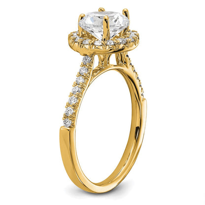 14K Gelbgold Verlobungsring mit rundem 1,5 ct. Diamant-Mittelstein, im Labor gezüchtet, Gesamtgewicht 0,5 ct., VS/SI+ G+