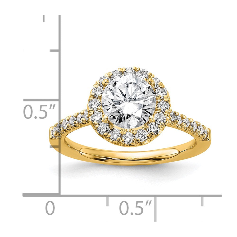 14K Gelbgold Verlobungsring mit rundem 1,5 ct. Diamant-Mittelstein, im Labor gezüchtet, Gesamtgewicht 0,5 ct., VS/SI+ G+