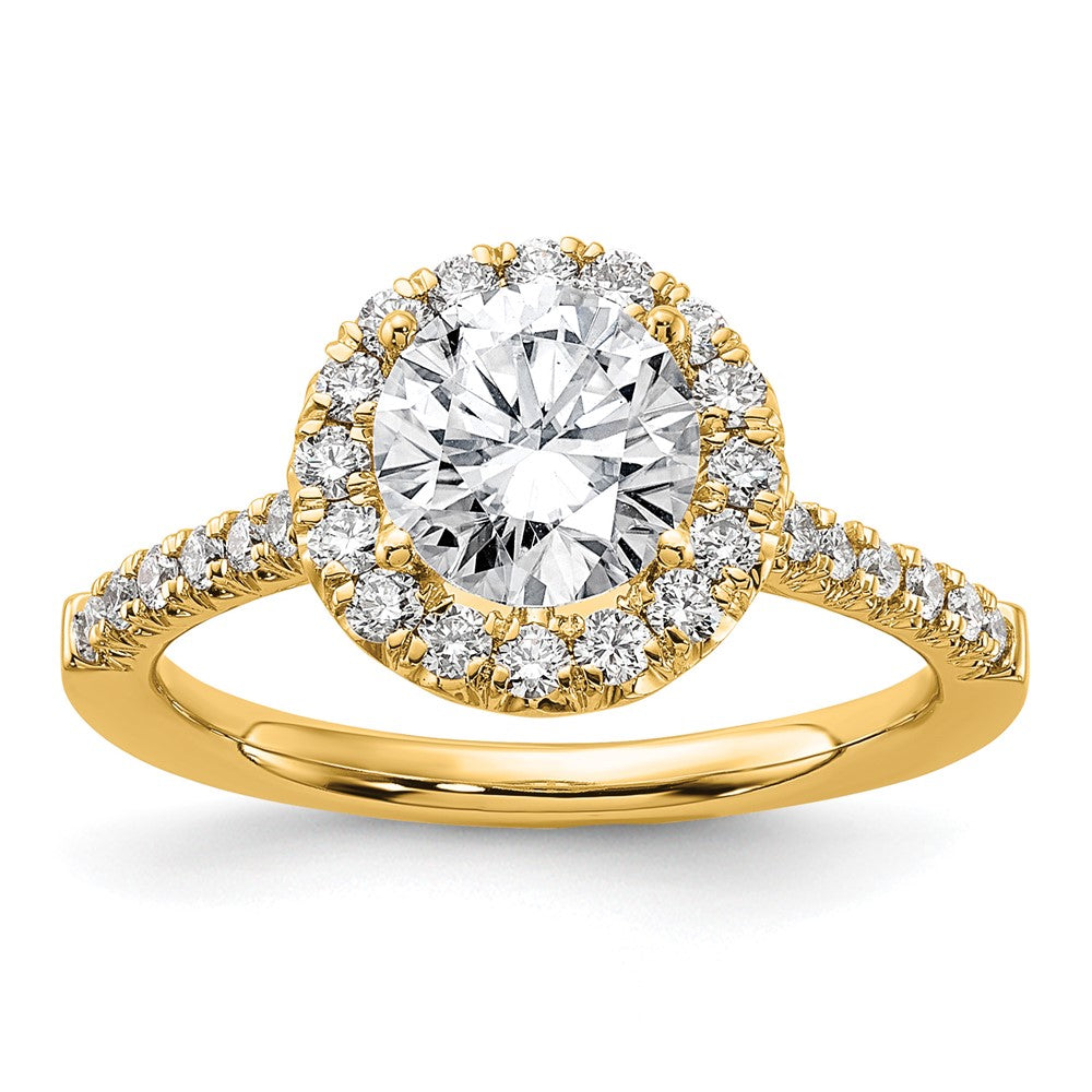14K Gelbgold Verlobungsring mit rundem 1,5 ct. Diamant-Mittelstein, im Labor gezüchtet, Gesamtgewicht 0,5 ct., VS/SI+ G+