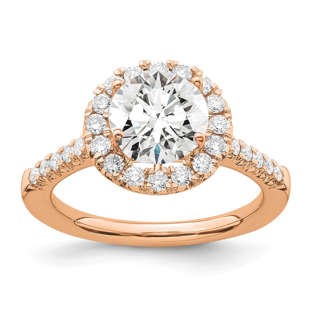 14K Roségold Verlobungsring mit 0,5 ct. laborgezüchteten Diamanten VS/SI+ G+ und 2 ct. rundem Mittelstein