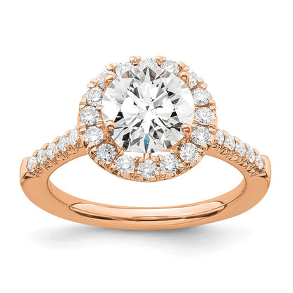 14K Roségold Verlobungsring mit 0,5 ct. laborgezüchteten Diamanten VS/SI+ G+ und 2 ct. rundem Mittelstein