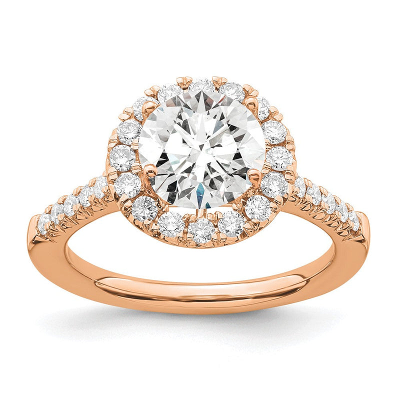 14K Roségold Verlobungsring mit 0,5 ct. laborgezüchteten Diamanten VS/SI+ G+ und 2 ct. rundem Mittelstein