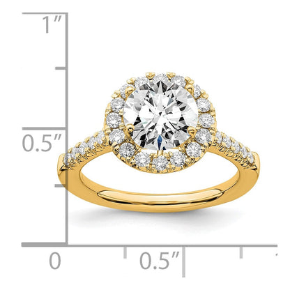 14K Gelbgold Verlobungsring mit 0,5 ct. Labor gezüchtetem Diamant VS/SI+ G+, 2 ct. rundem Center-Diamant