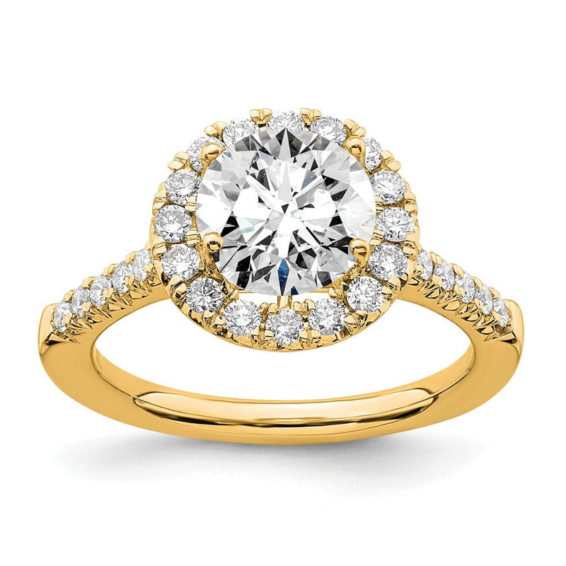 14K Gelbgold Verlobungsring mit 0,5 ct. Labor gezüchtetem Diamant VS/SI+ G+, 2 ct. rundem Center-Diamant