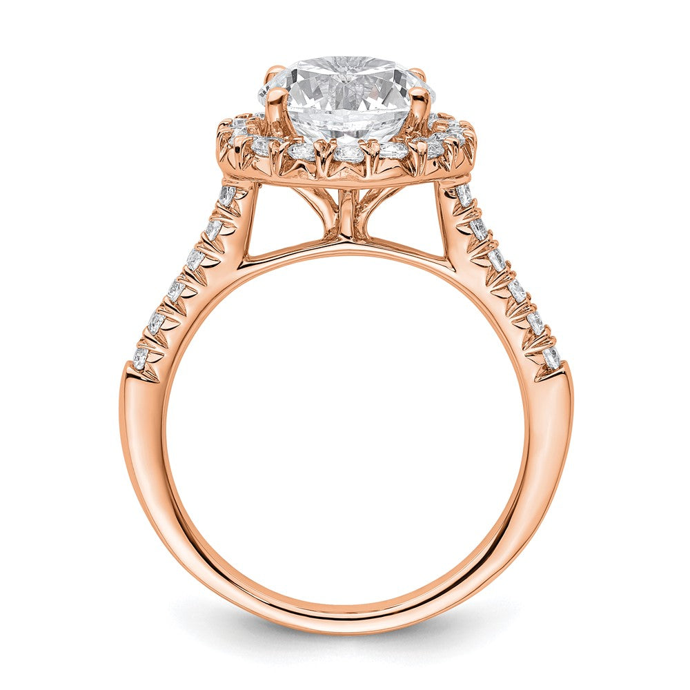 14K Roségold Verlobungsring mit Halo-Halbfassung für laborgezüchtete Diamanten VS/SI FGH