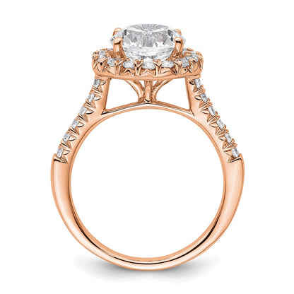 14K Roségold Verlobungsring mit Halo-Halbfassung für laborgezüchtete Diamanten VS/SI FGH