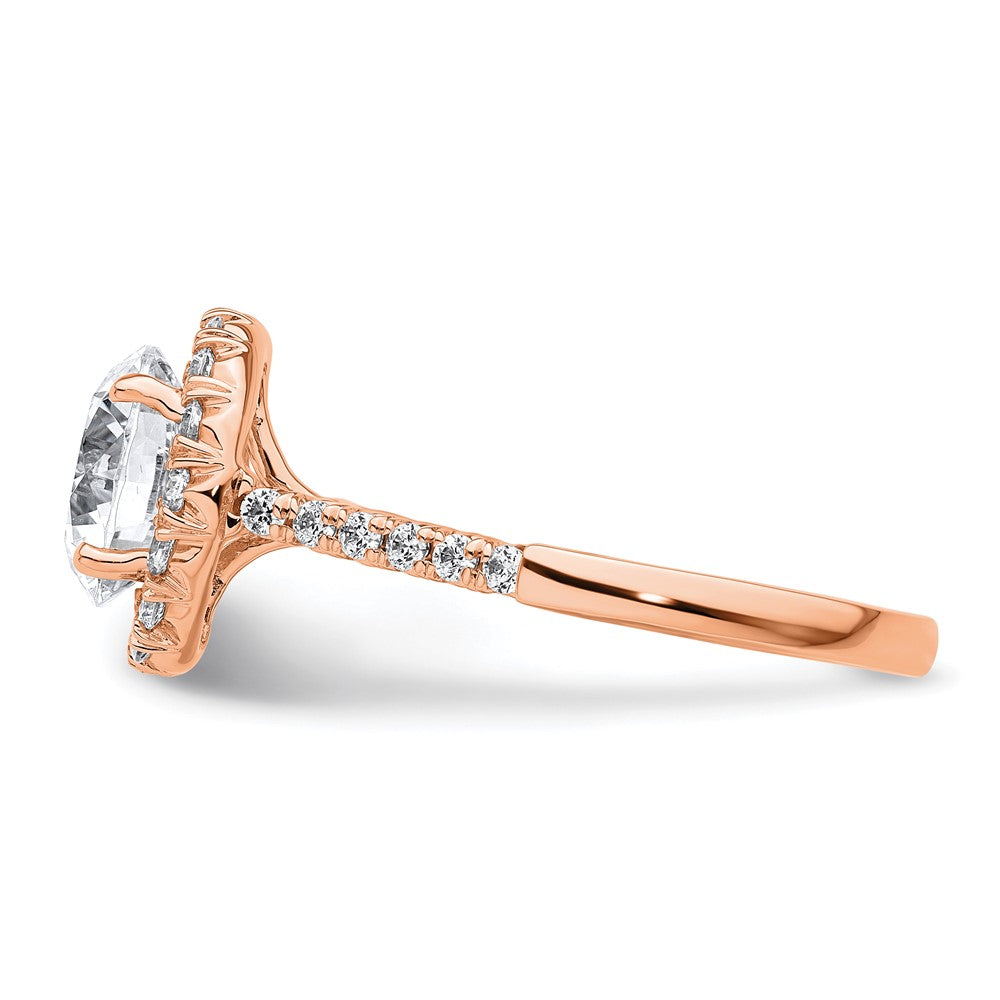 14K Roségold Verlobungsring mit Halo-Halbfassung für laborgezüchtete Diamanten VS/SI FGH