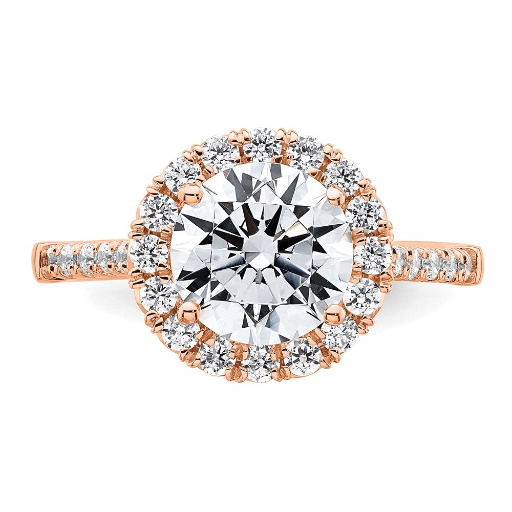 14K Roségold Verlobungsring mit Halo-Halbfassung für laborgezüchtete Diamanten VS/SI FGH