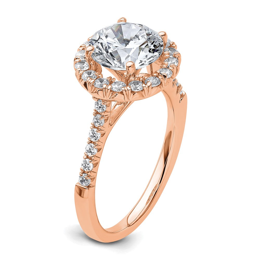 14K Roségold Verlobungsring mit Halo-Halbfassung für laborgezüchtete Diamanten VS/SI FGH