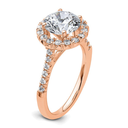 14K Roségold Verlobungsring mit Halo-Halbfassung für laborgezüchtete Diamanten VS/SI FGH