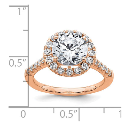 14K Roségold Verlobungsring mit Halo-Halbfassung für laborgezüchtete Diamanten VS/SI FGH