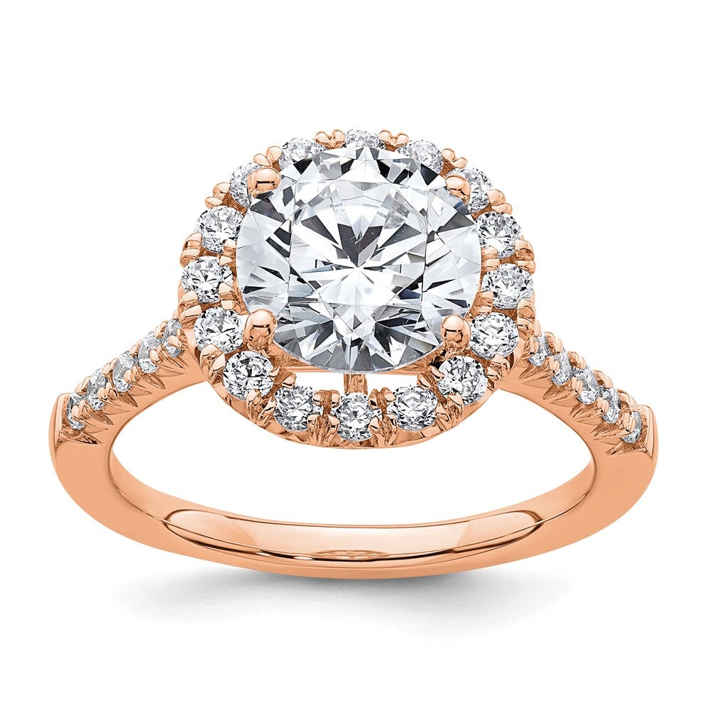 14K Roségold Verlobungsring mit Halo-Halbfassung für laborgezüchtete Diamanten VS/SI FGH