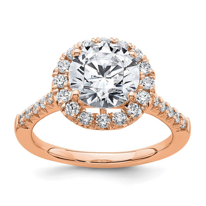 14K Roségold Verlobungsring mit Halo-Halbfassung für laborgezüchtete Diamanten VS/SI FGH