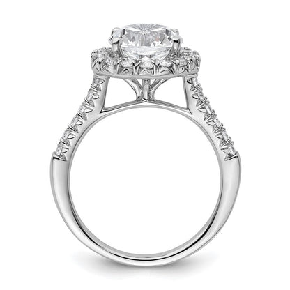 14K Weißgold Verlobungsring mit im Labor gezüchteten runden Diamanten in Halo-Fassung, Semi-Mount, VS/SI+ G+