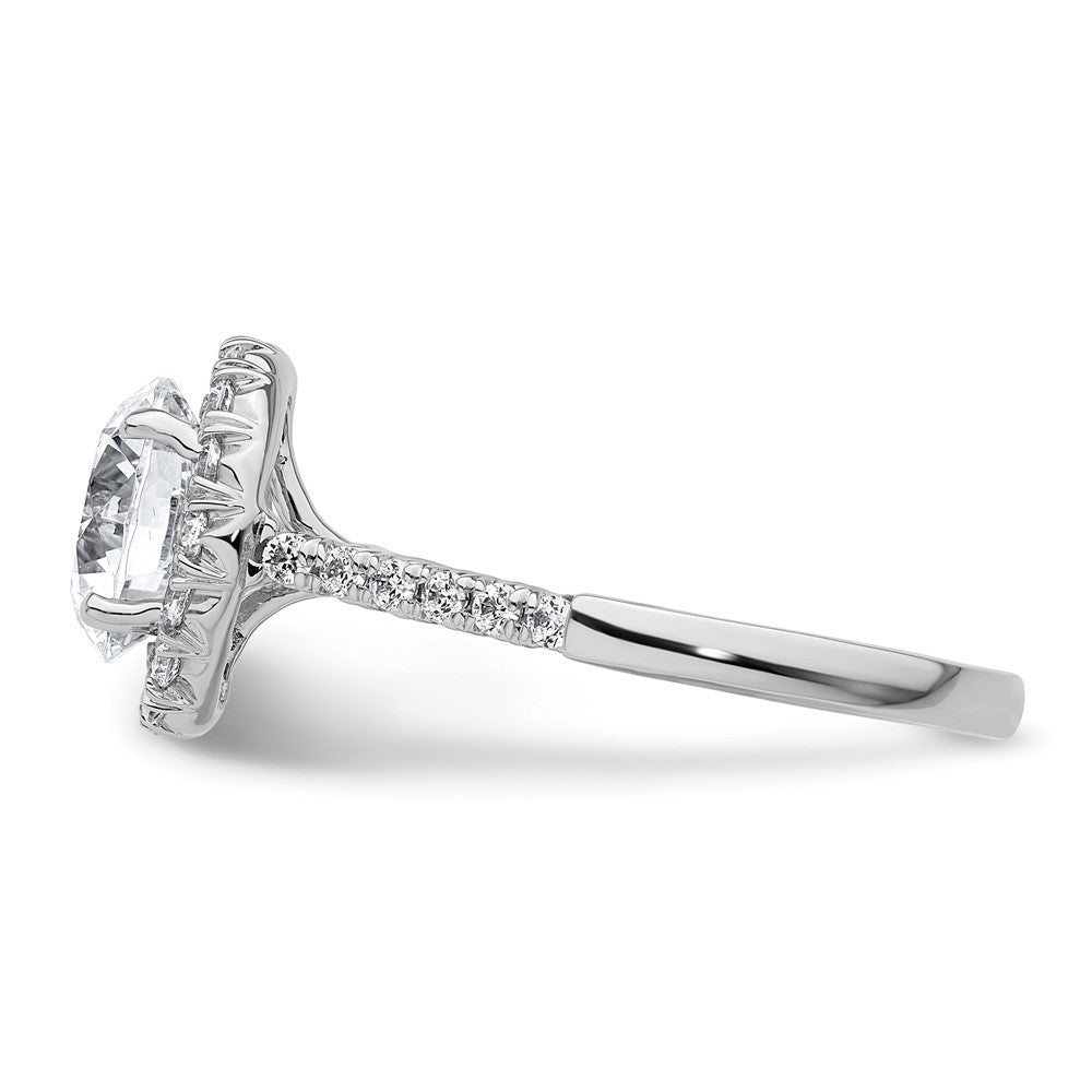 14K Weißgold Verlobungsring mit im Labor gezüchteten runden Diamanten in Halo-Fassung, Semi-Mount, VS/SI+ G+