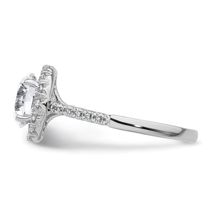 14K Weißgold Verlobungsring mit im Labor gezüchteten runden Diamanten in Halo-Fassung, Semi-Mount, VS/SI+ G+