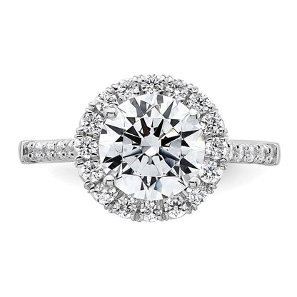 14K Weißgold Verlobungsring mit im Labor gezüchteten runden Diamanten in Halo-Fassung, Semi-Mount, VS/SI+ G+