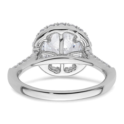 14K Weißgold Verlobungsring mit im Labor gezüchteten runden Diamanten in Halo-Fassung, Semi-Mount, VS/SI+ G+