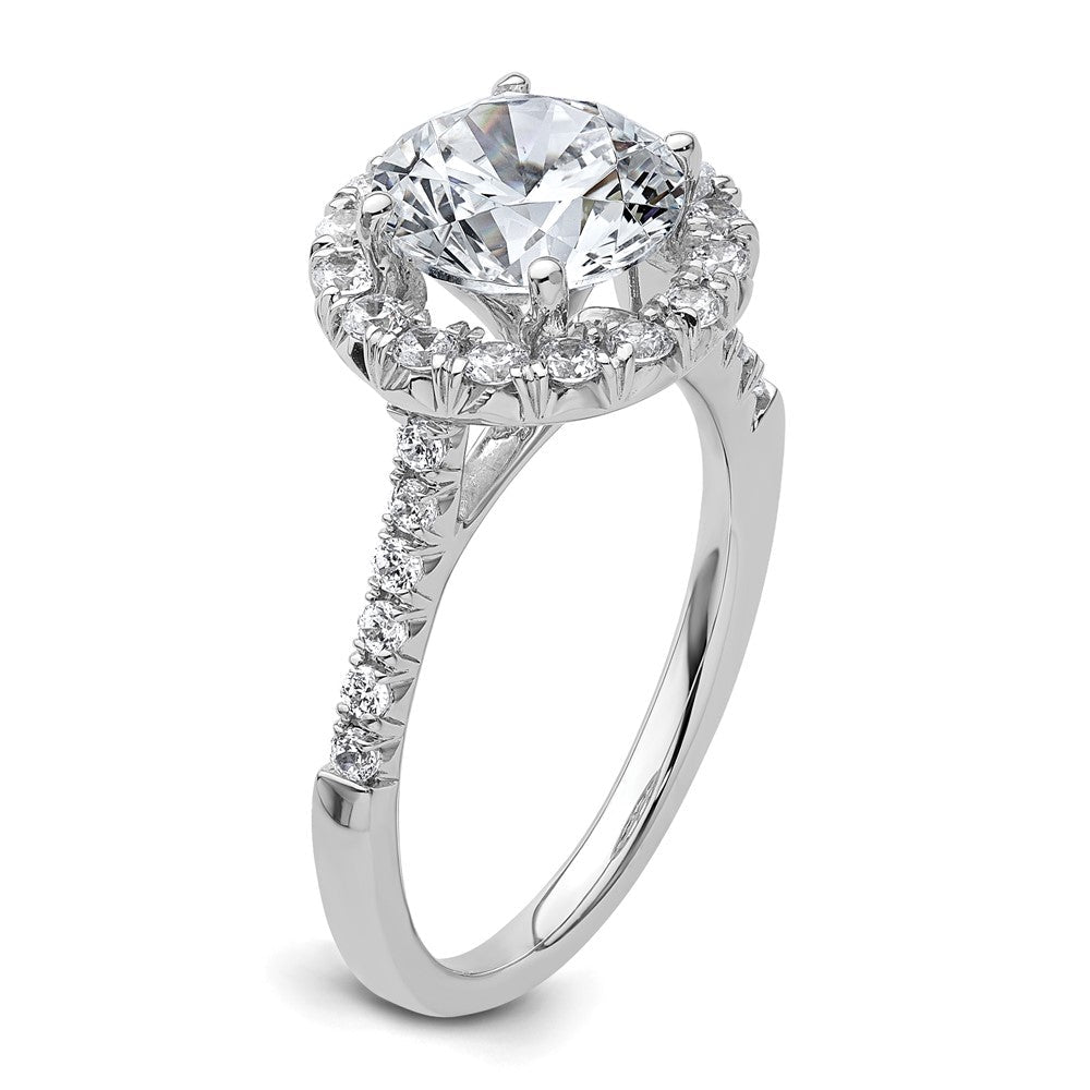 14K Weißgold Verlobungsring mit im Labor gezüchteten runden Diamanten in Halo-Fassung, Semi-Mount, VS/SI+ G+