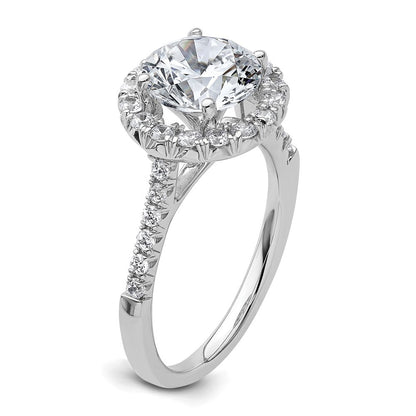 14K Weißgold Verlobungsring mit im Labor gezüchteten runden Diamanten in Halo-Fassung, Semi-Mount, VS/SI+ G+