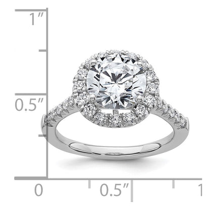 14K Weißgold Verlobungsring mit im Labor gezüchteten runden Diamanten in Halo-Fassung, Semi-Mount, VS/SI+ G+