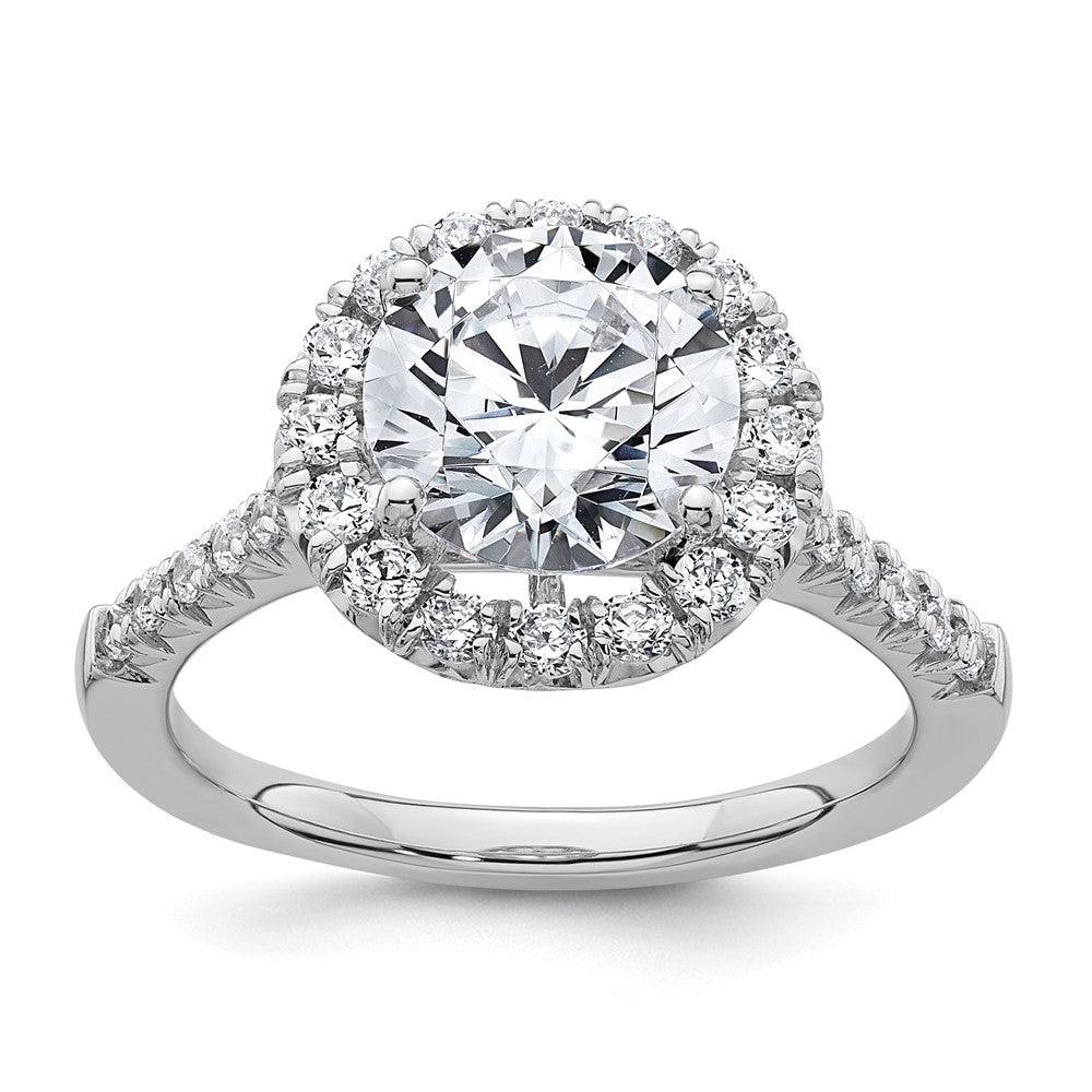 14K Weißgold Verlobungsring mit im Labor gezüchteten runden Diamanten in Halo-Fassung, Semi-Mount, VS/SI+ G+