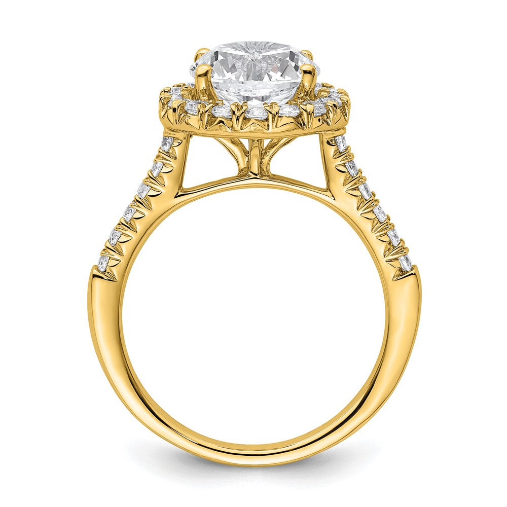 14K Gelbgold Verlobungsring mit Laborgezüchteten Diamanten VS/SI FGH, Halo, Semi-Mount