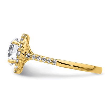 14K Gelbgold Verlobungsring mit Laborgezüchteten Diamanten VS/SI FGH, Halo, Semi-Mount