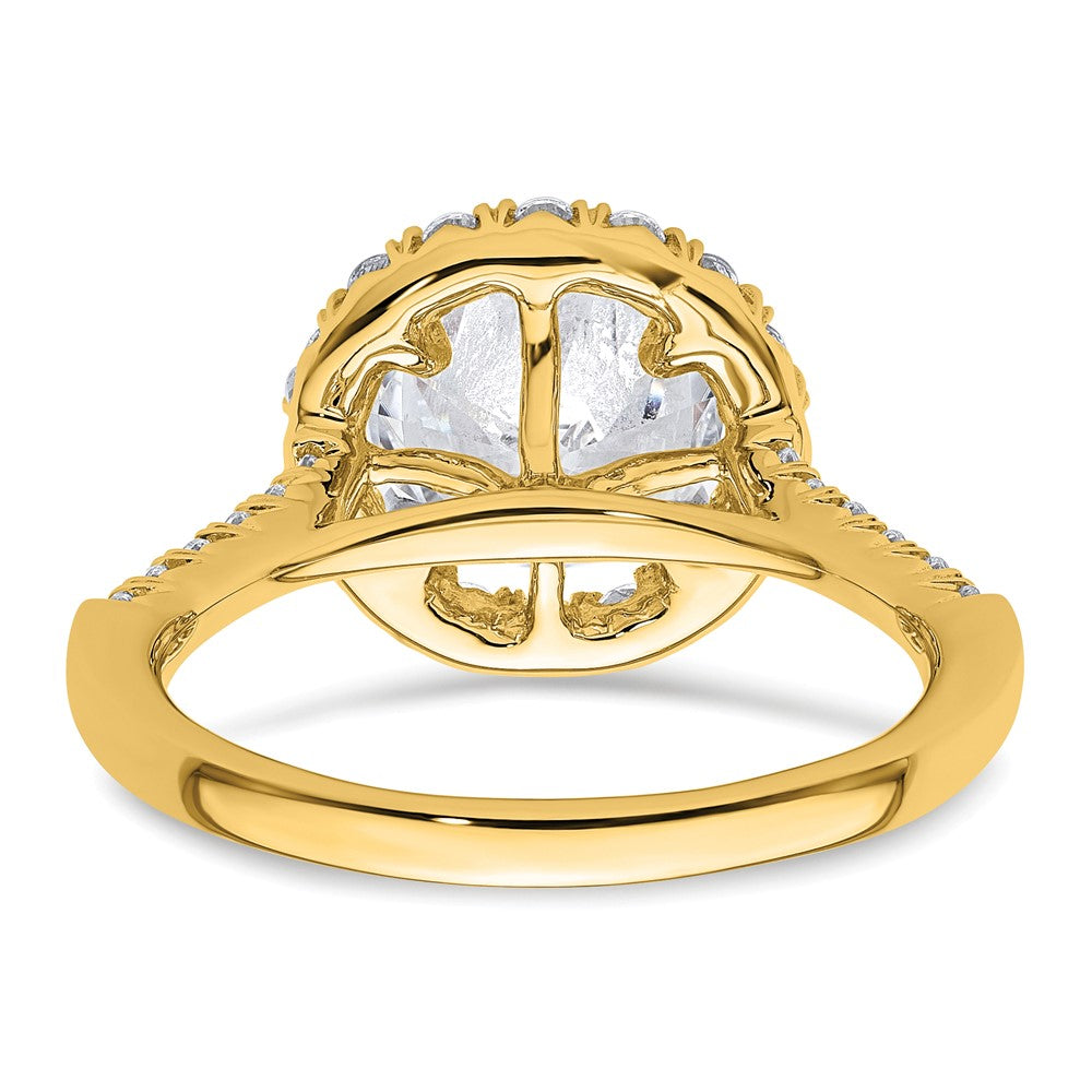 14K Gelbgold Verlobungsring mit Laborgezüchteten Diamanten VS/SI FGH, Halo, Semi-Mount
