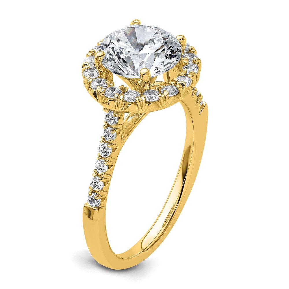 14K Gelbgold Verlobungsring mit Laborgezüchteten Diamanten VS/SI FGH, Halo, Semi-Mount