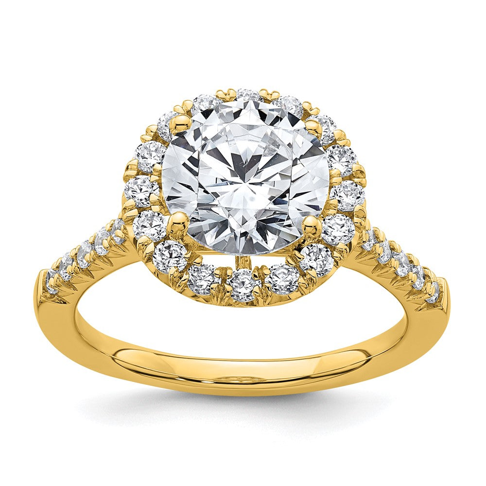 14K Gelbgold Verlobungsring mit Laborgezüchteten Diamanten VS/SI FGH, Halo, Semi-Mount