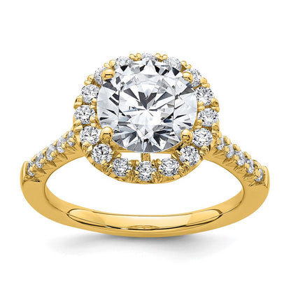 14K Gelbgold Verlobungsring mit Laborgezüchteten Diamanten VS/SI FGH, Halo, Semi-Mount