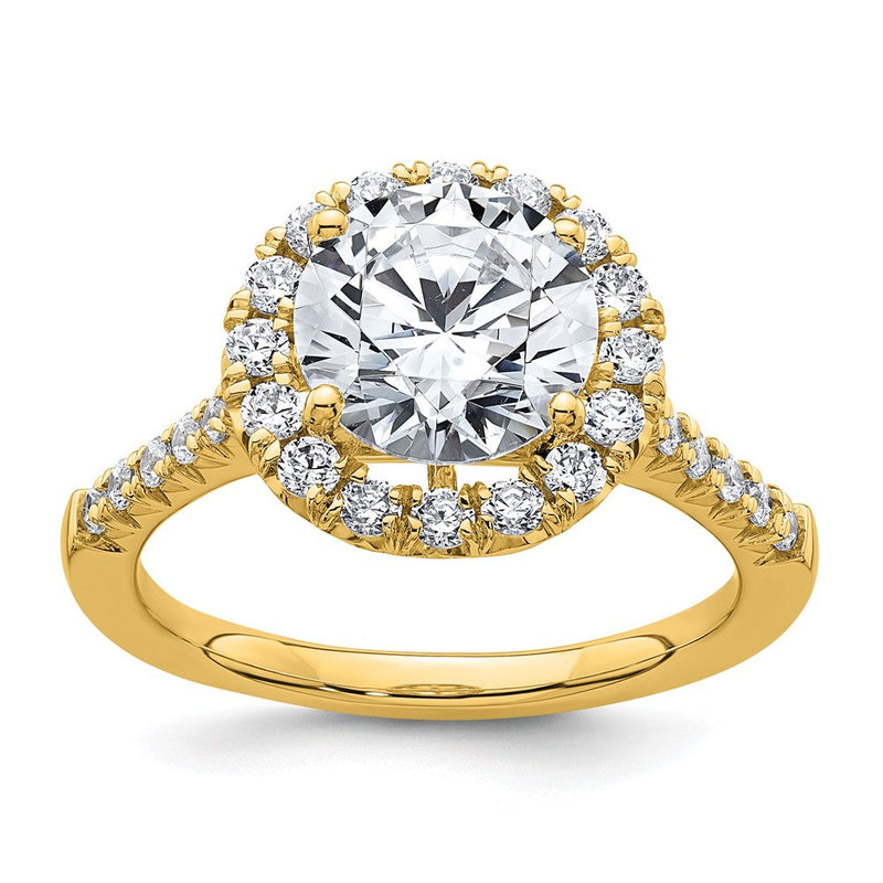 14K Gelbgold Verlobungsring mit Laborgezüchteten Diamanten VS/SI FGH, Halo, Semi-Mount