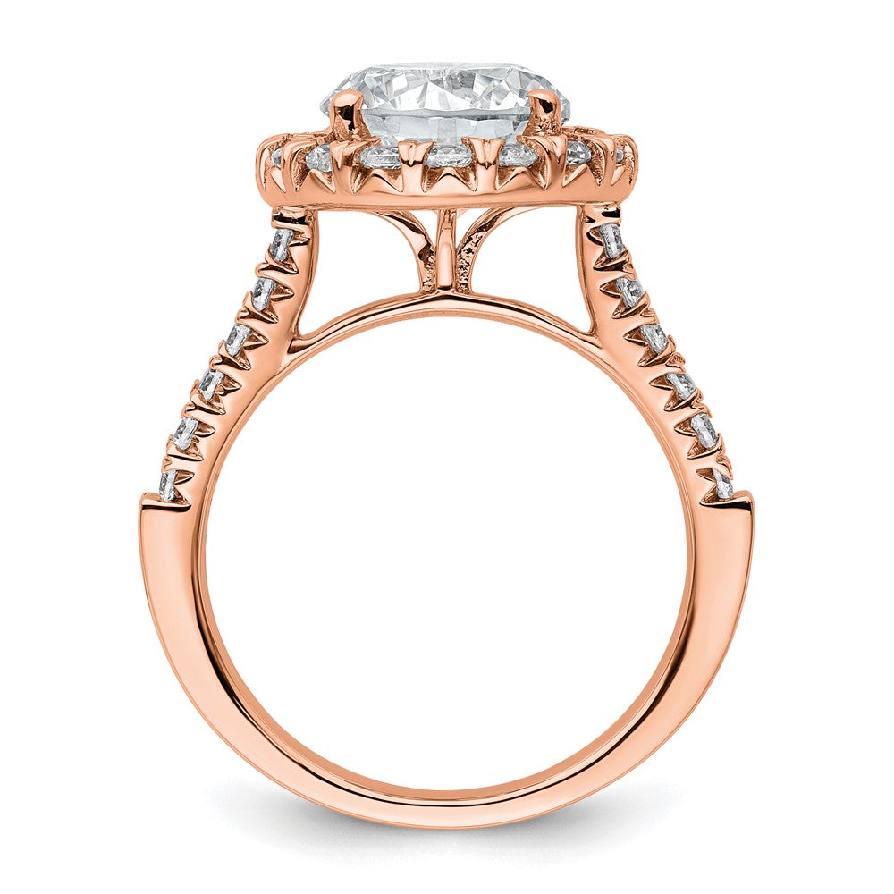14K Roségold Verlobungsring mit rundem 3 ct. Mittelstein-Diamant und 0,625 ct. weißen, laborgezüchteten Diamanten, VS/SI+ G+