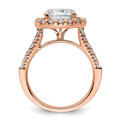 14K Roségold Verlobungsring mit rundem 3 ct. Mittelstein-Diamant und 0,625 ct. weißen, laborgezüchteten Diamanten, VS/SI+ G+