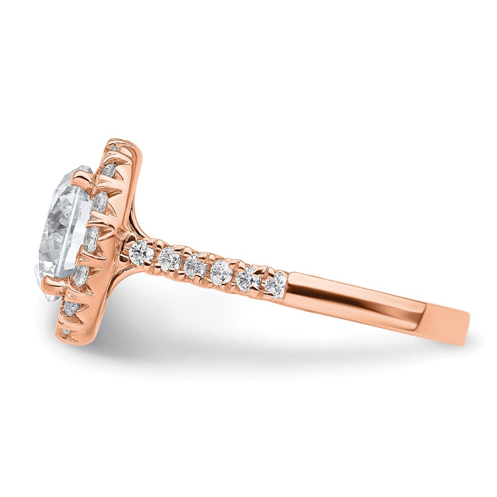 14K Roségold Verlobungsring mit rundem 3 ct. Mittelstein-Diamant und 0,625 ct. weißen, laborgezüchteten Diamanten, VS/SI+ G+