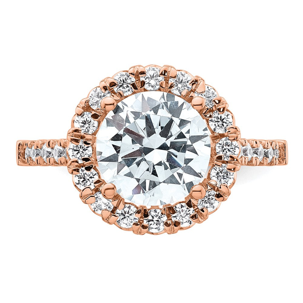 14K Roségold Verlobungsring mit rundem 3 ct. Mittelstein-Diamant und 0,625 ct. weißen, laborgezüchteten Diamanten, VS/SI+ G+