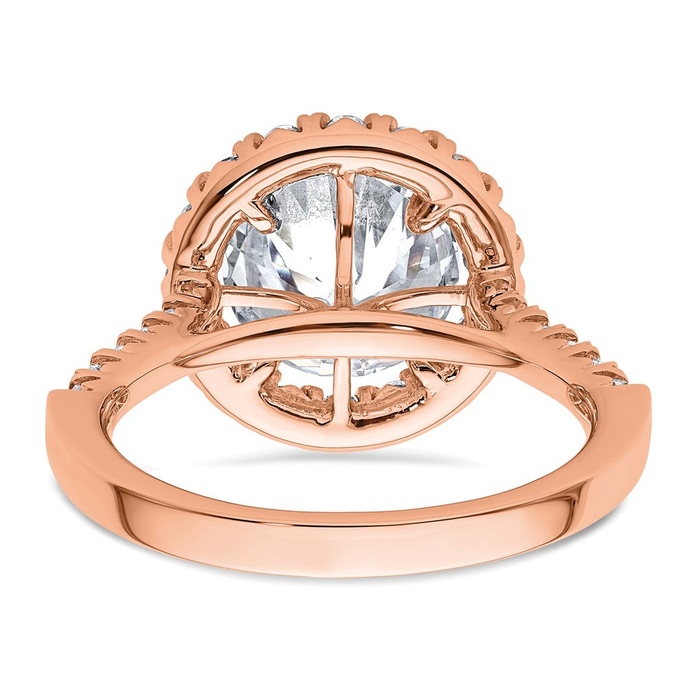 14K Roségold Verlobungsring mit rundem 3 ct. Mittelstein-Diamant und 0,625 ct. weißen, laborgezüchteten Diamanten, VS/SI+ G+