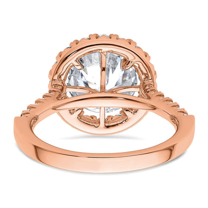 14K Roségold Verlobungsring mit rundem 3 ct. Mittelstein-Diamant und 0,625 ct. weißen, laborgezüchteten Diamanten, VS/SI+ G+
