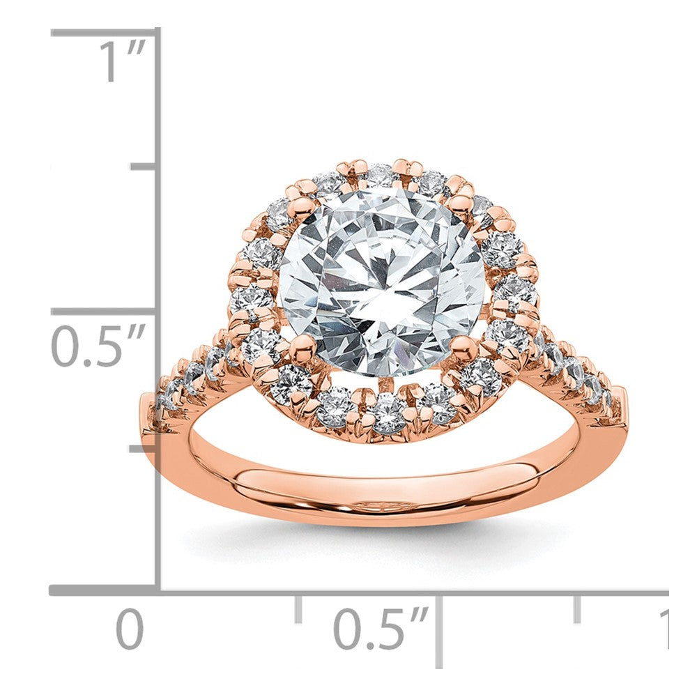 14K Roségold Verlobungsring mit rundem 3 ct. Mittelstein-Diamant und 0,625 ct. weißen, laborgezüchteten Diamanten, VS/SI+ G+