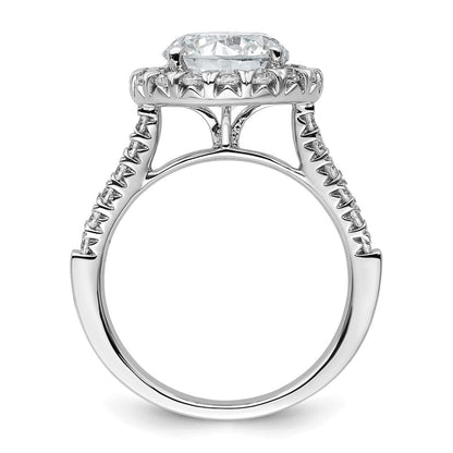 14K Weißgold Verlobungsring mit Laborgezüchteten Diamanten VS/SI+ G+ Halo, Semi-Mount