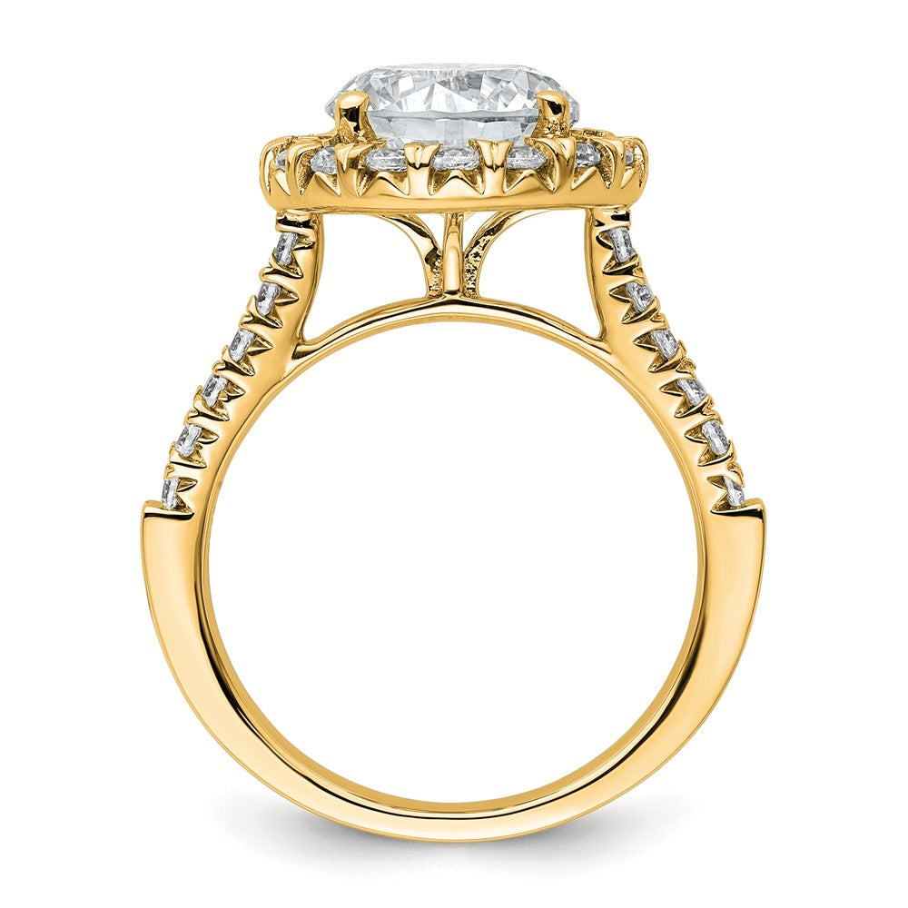 14K Gelbgold Verlobungsring mit rundem, laborgezüchtetem 3 ct. Mittelstein-Diamant, VS/SI+ G+, Gesamtgewicht 0,625 ct