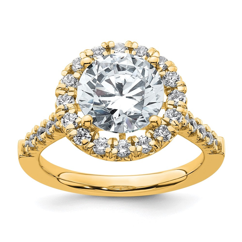 14K Gelbgold Verlobungsring mit rundem, laborgezüchtetem 3 ct. Mittelstein-Diamant, VS/SI+ G+, Gesamtgewicht 0,625 ct