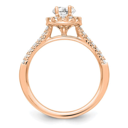14K Roségold Verlobungsring mit 0,33 ct. laborgezüchtetem Diamant VS/SI+ G+ und 0,5 ct. ovalem Center-Diamant im Halo-Design