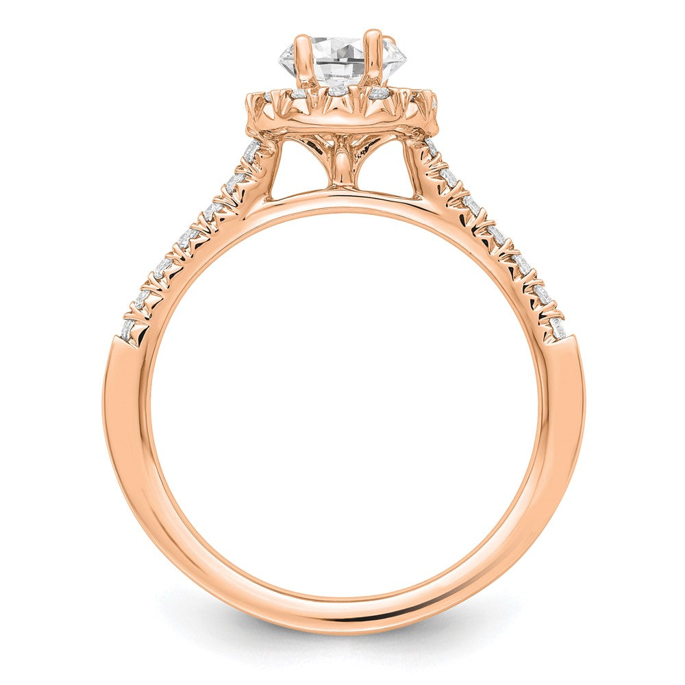 14K Roségold Verlobungsring mit ovalem Halo und 0,875 ct. laborgezüchteten Diamanten, VS/SI+ G+