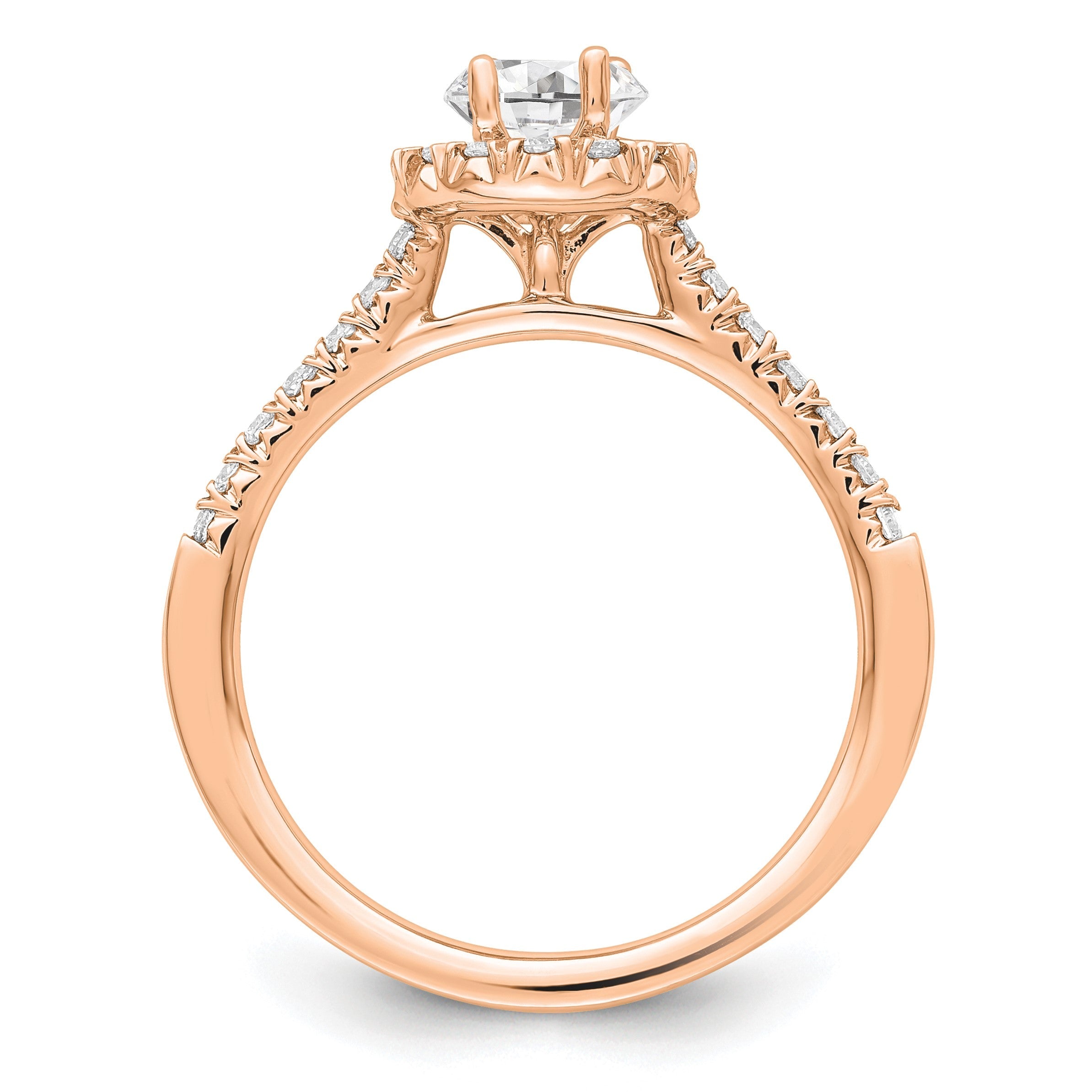 14K Roségold Verlobungsring mit ovalem Halo und 0,875 ct. laborgezüchteten Diamanten, VS/SI+ G+