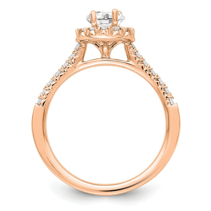 14K Roségold Verlobungsring mit ovalem Halo und 0,875 ct. laborgezüchteten Diamanten, VS/SI+ G+