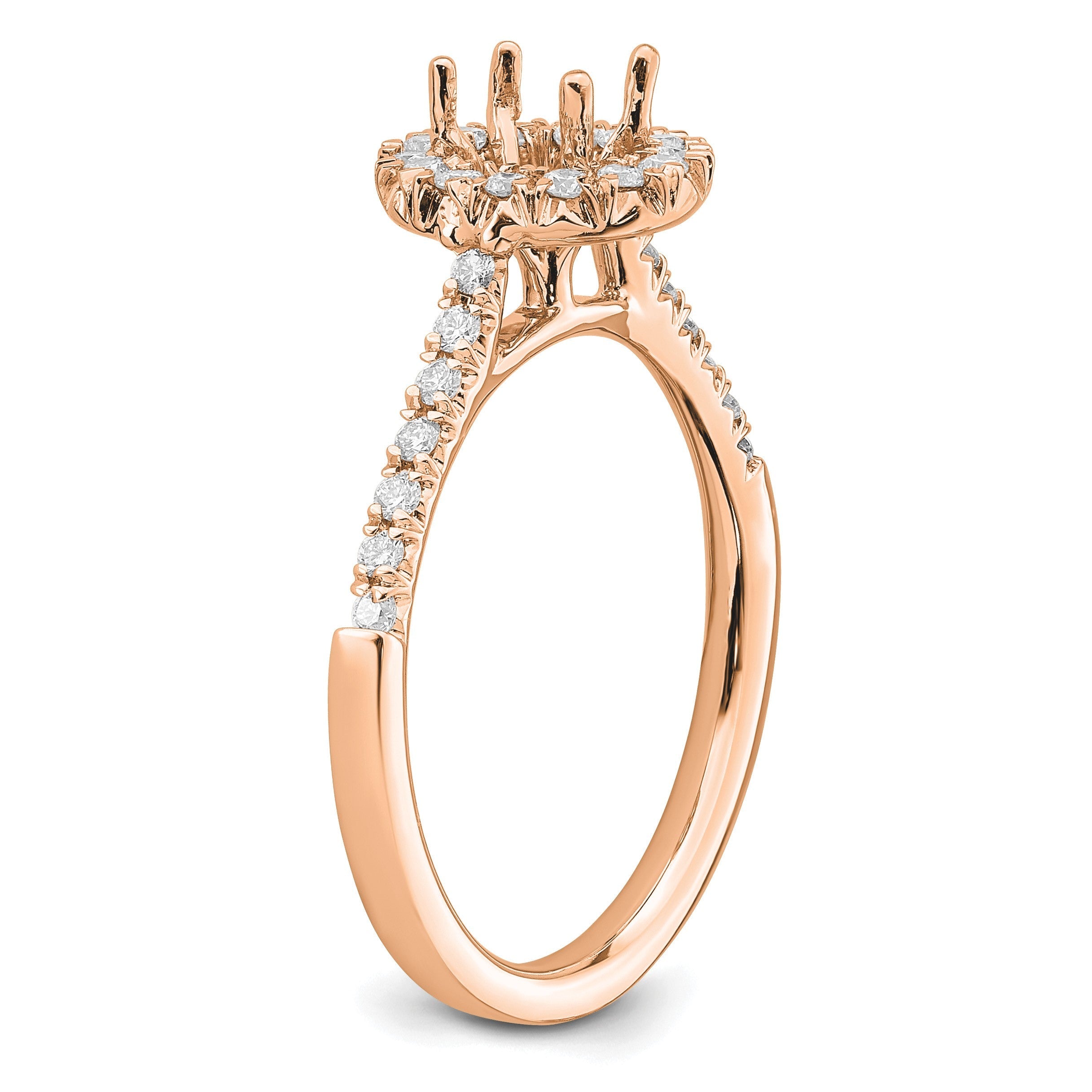 14K Roségold Verlobungsring mit ovalem Halo und 0,875 ct. laborgezüchteten Diamanten, VS/SI+ G+