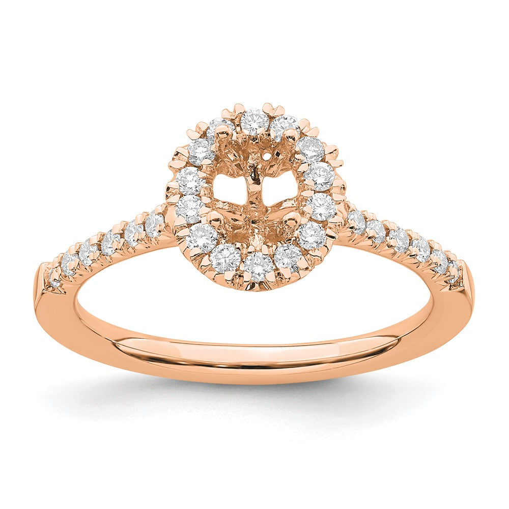 14K Roségold Verlobungsring mit 0,33 ct. laborgezüchtetem Diamant VS/SI+ G+ und 0,5 ct. ovalem Center-Diamant im Halo-Design