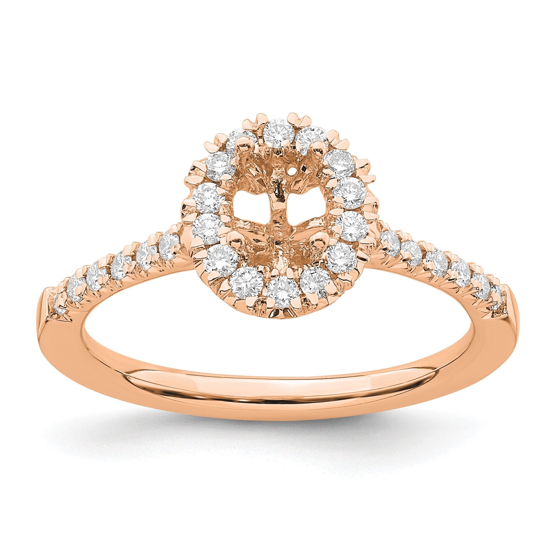 14K Roségold Verlobungsring mit ovalem Halo und 0,875 ct. laborgezüchteten Diamanten, VS/SI+ G+